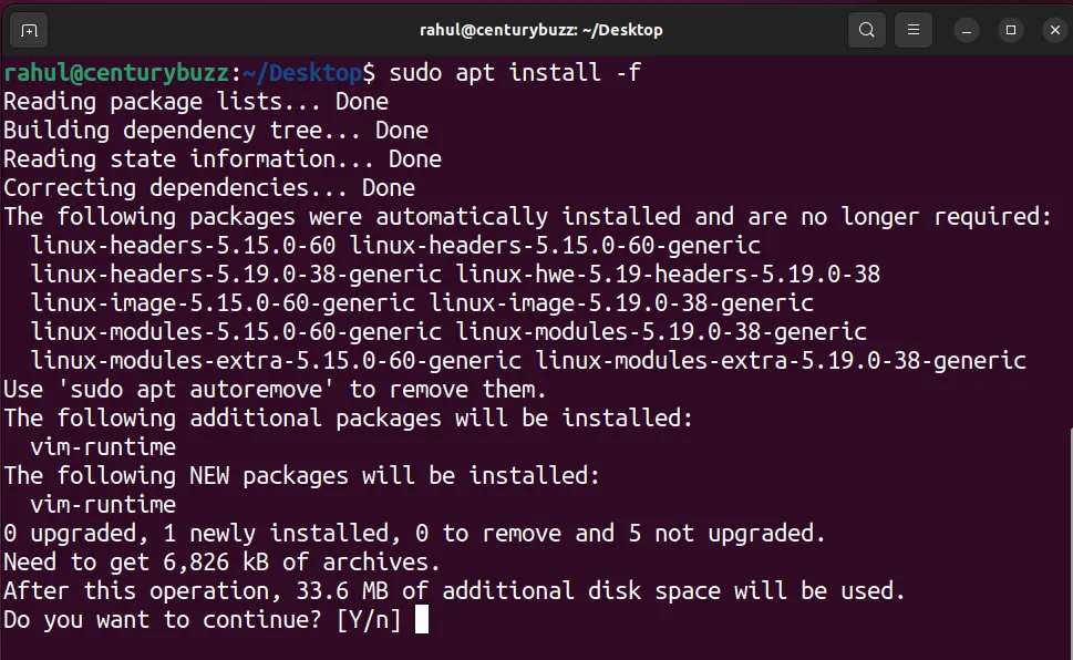 using apt to fix broken install