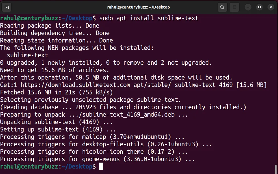 using apt to install the text editor