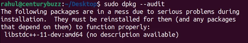 audit using dpkg command