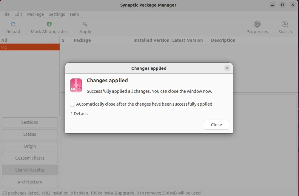 VLC installed on Ubuntu using synaptic